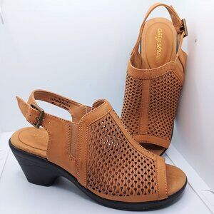 Easy street  size 7W womens sandals cooper brown open toe slingback NIB